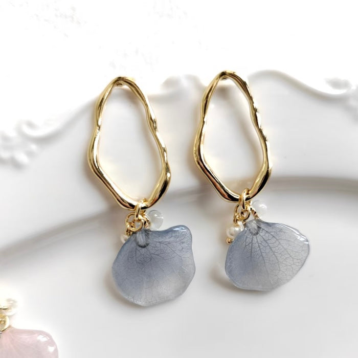 Petal Drop Earrings — Dusty Blue