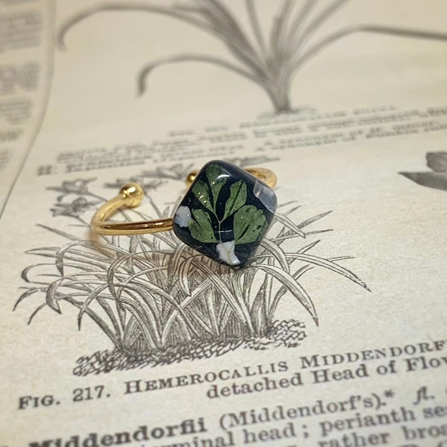 Pressed Wishes Ring — Midnight Fern