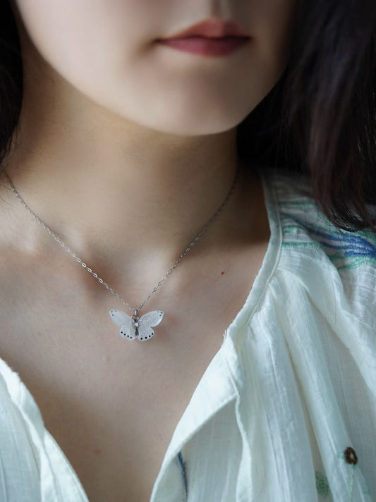 Butterfly's Love Letter - White Necklace