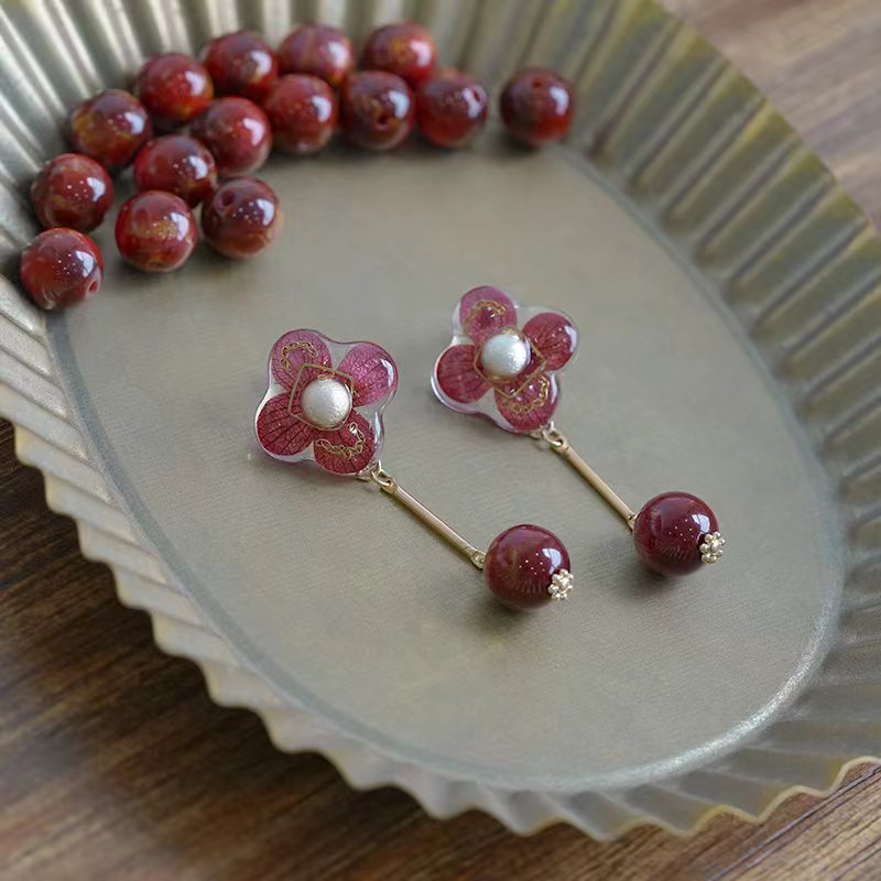 Crimson Bloom Earrings