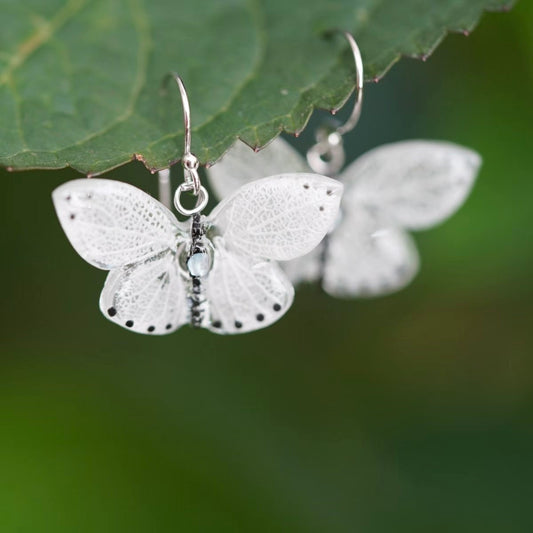 Butterfly's Love Letter - White Earrings