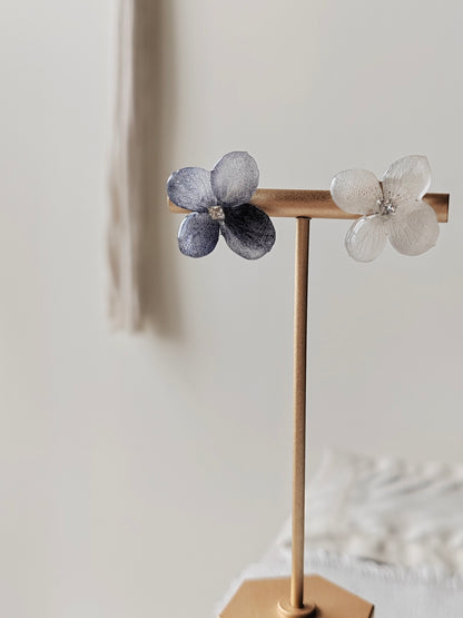 Blue Reverie Earrings — Single Bloom Stud
