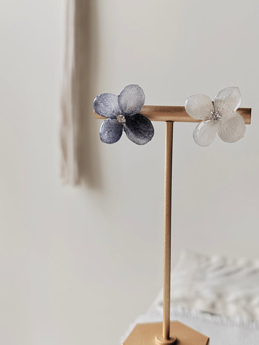 Blue Reverie Earrings — Single Bloom Stud