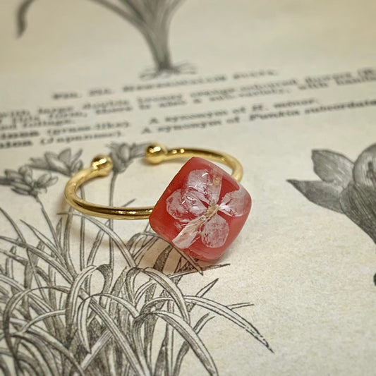 Pressed Wishes Ring — Coral