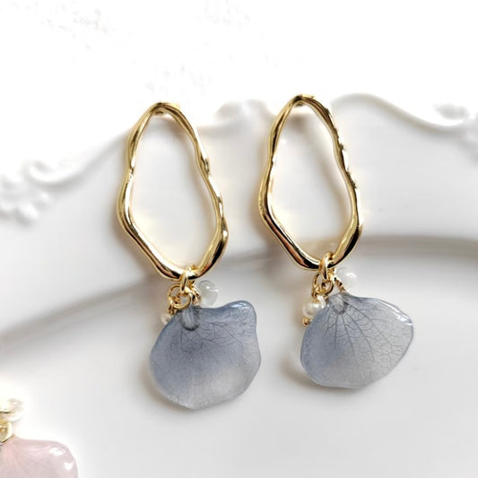Petal Drop Earrings — Dusty Blue