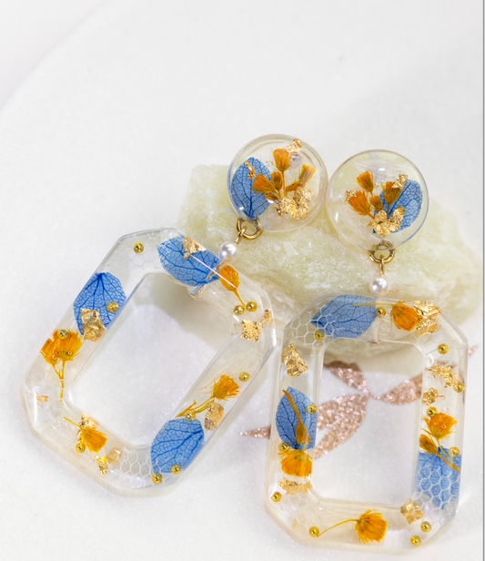 Azure Bloom Hoop Earrings
