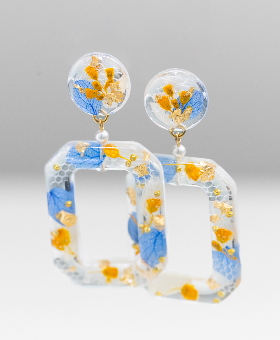Azure Bloom Hoop Earrings