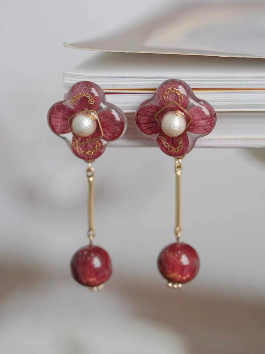 Crimson Bloom Earrings