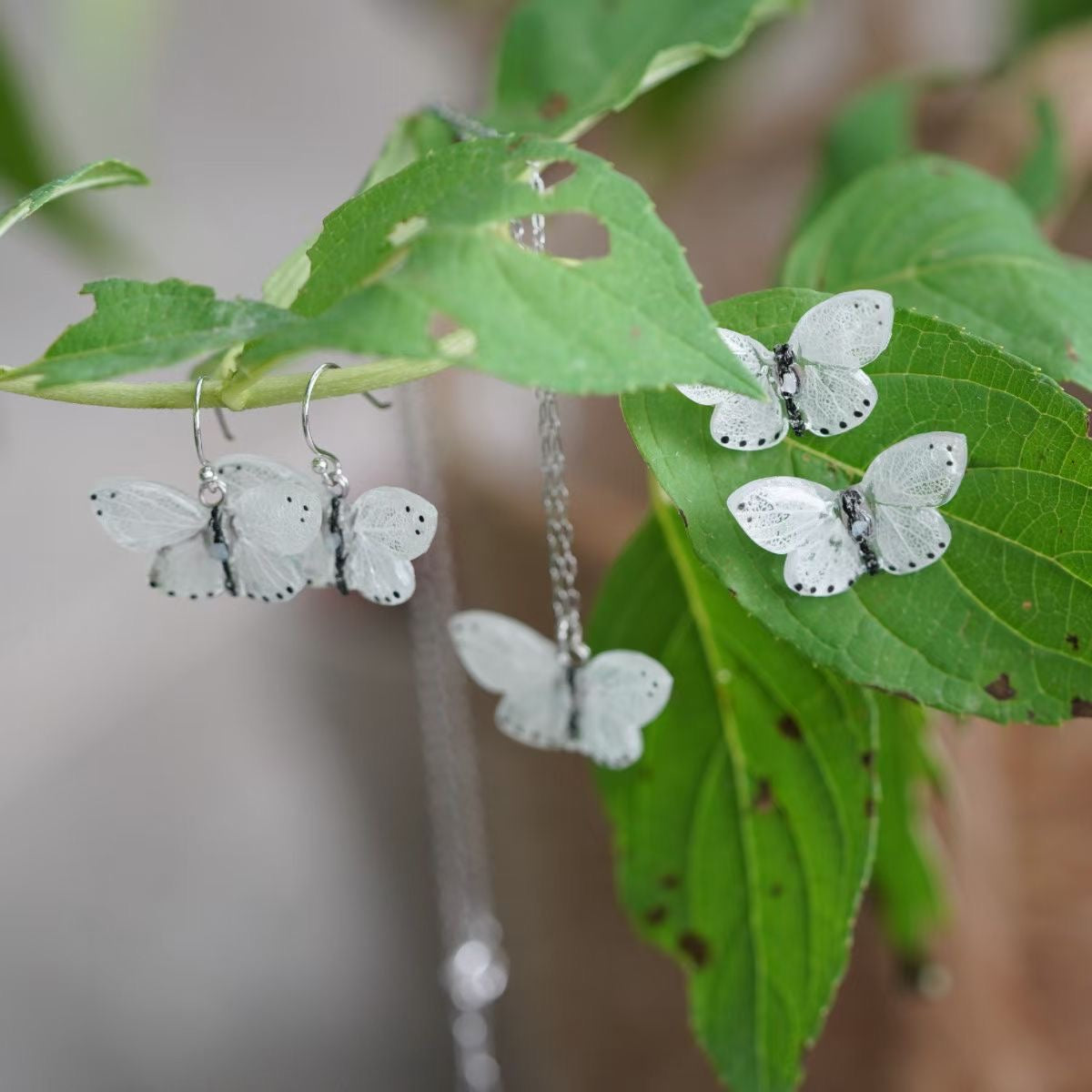 Butterfly's Love Letter - White Earrings